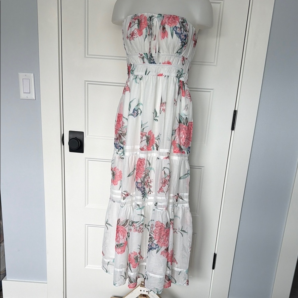 NWT Anthropologie Somerset Strapless Chiffon Maxi Dress in Sz Small - Picture 3 of 16